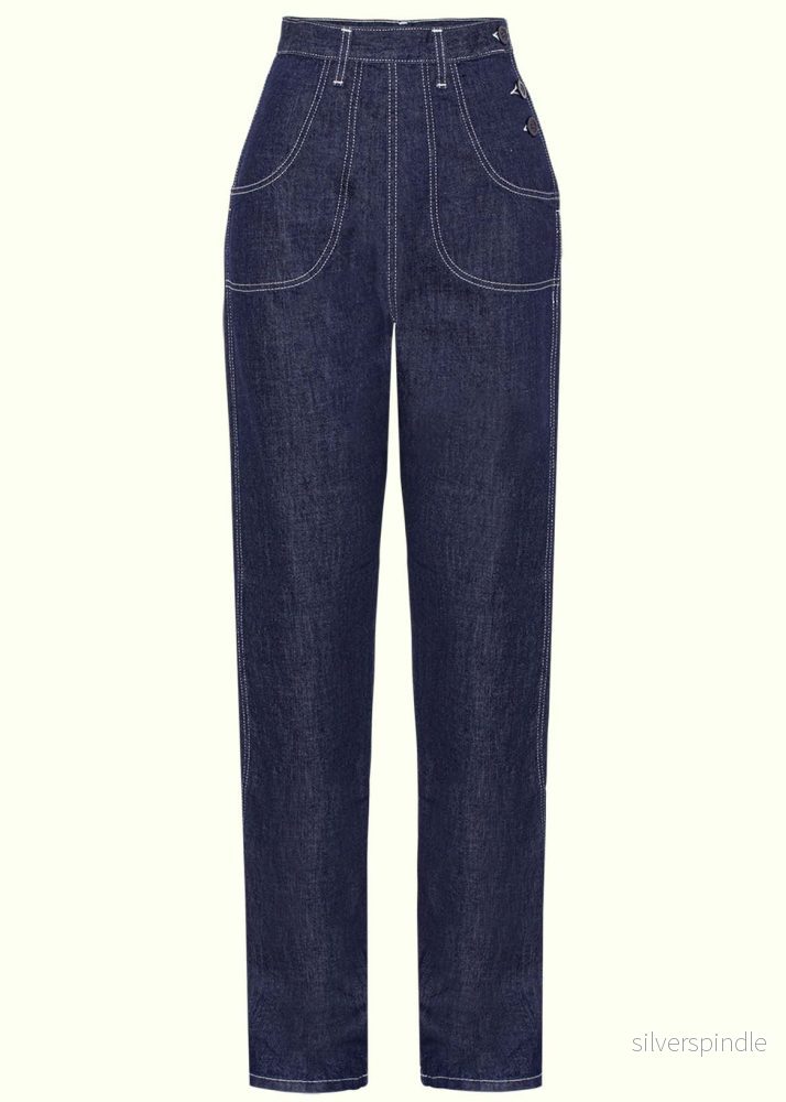 1950-talsknapp – jeans med hög midja i blå denim 1950-talsknapp – jeans med hög midja i blå denim