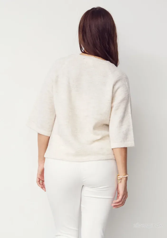 Anna s/s V-Neck Pullover - Broken White - Bild 2