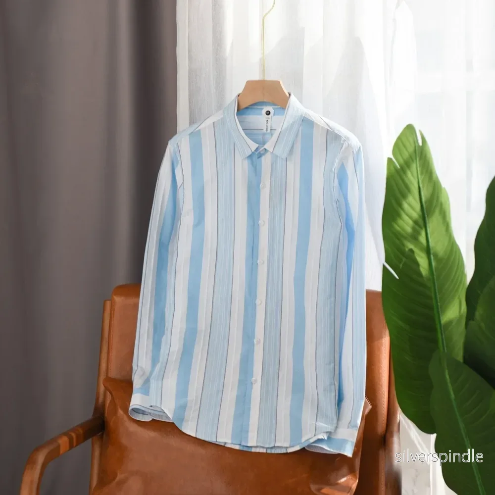 Ethan | Elegant Randig Herrskjorta med Fyrkantig Krage Ethan | Elegant Randig Herrskjorta med Fyrkantig Krage