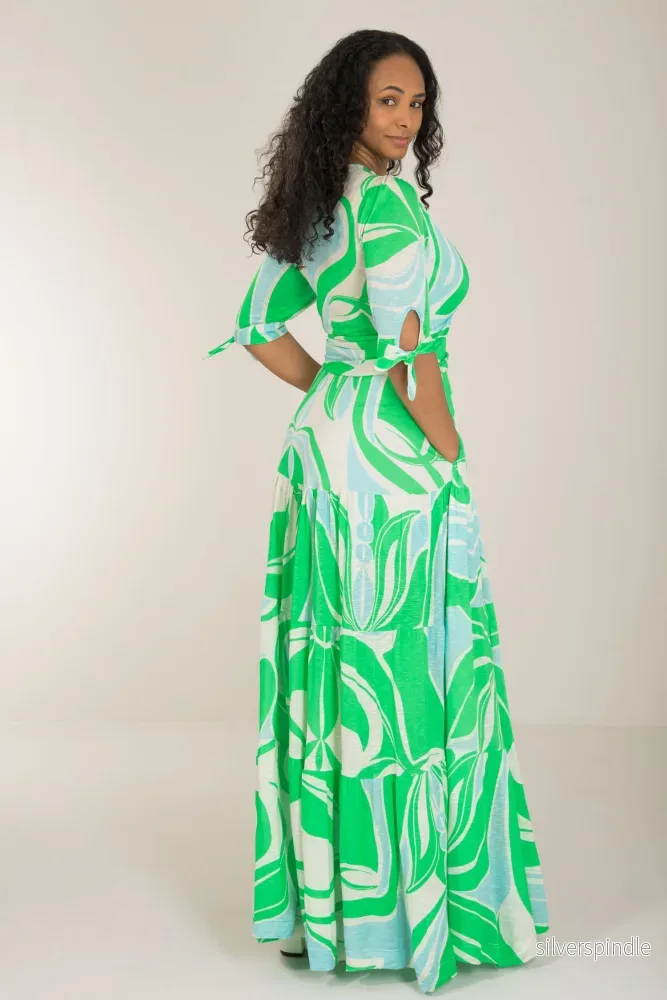 Flowy maxi jersey dress - Green - Bild 2