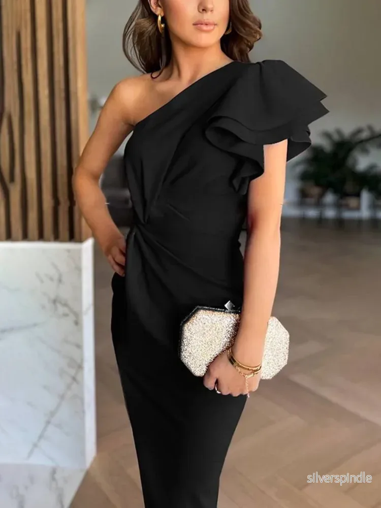 Mia | Elegant One Shoulder Festklänning - Bild 3