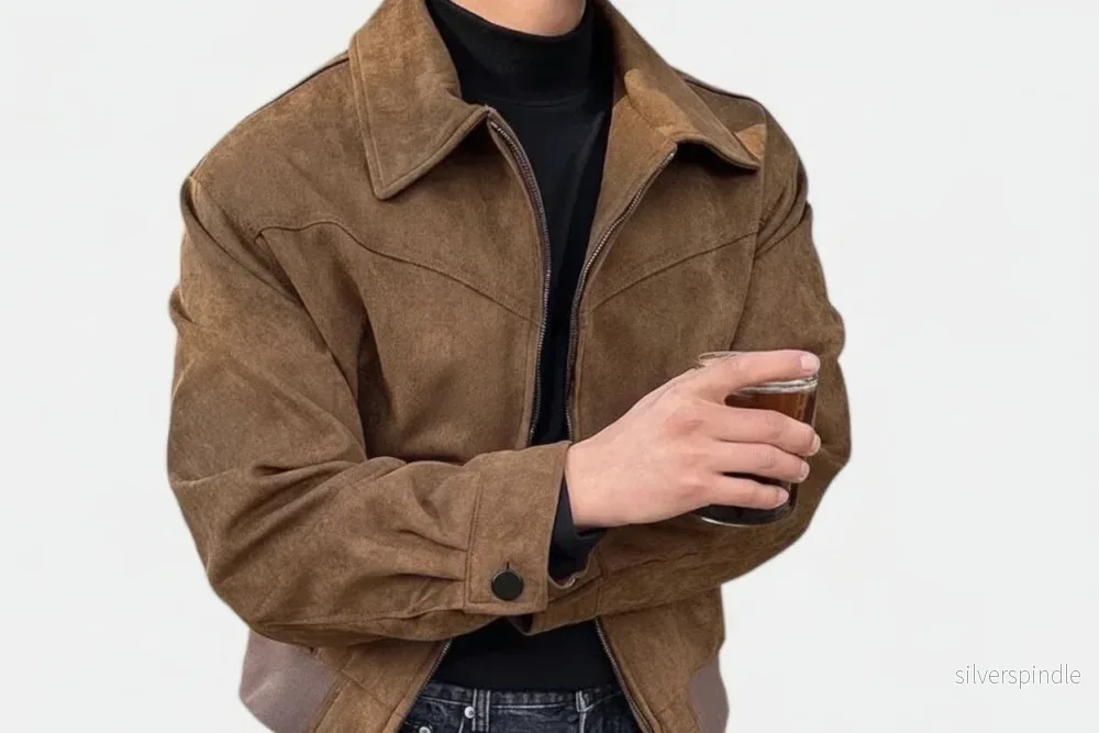 Klassisk Vintagejacka för Män med Dragkedja & Skarpa Detaljer | Tidlös Design för Mångsidig Användning