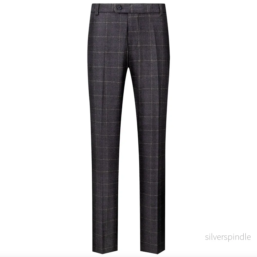 Ethan | Elegant Slim Fit Herrkostymbyxor i Marinblå Tweed - Bild 2