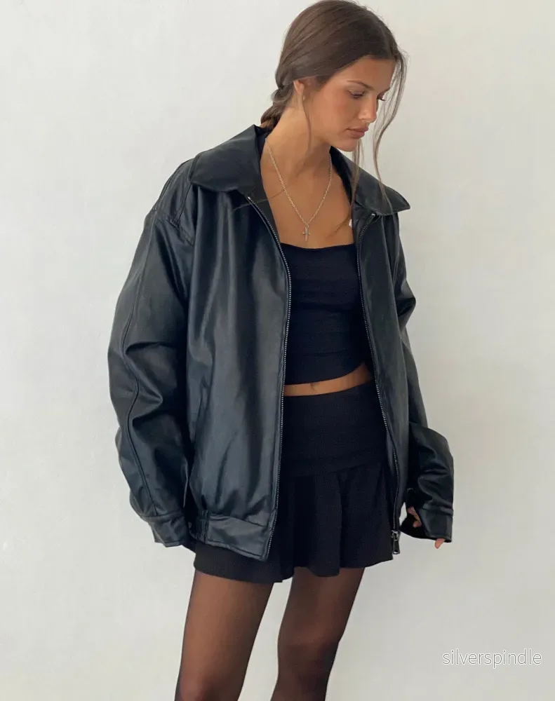 Sophie | Boxig Svart Oversized Kavaj med Slagkrage - Bild 3