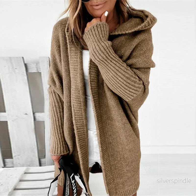 Sophie | Avslappnad Hooded Cardigan med Batwing-Ärmar