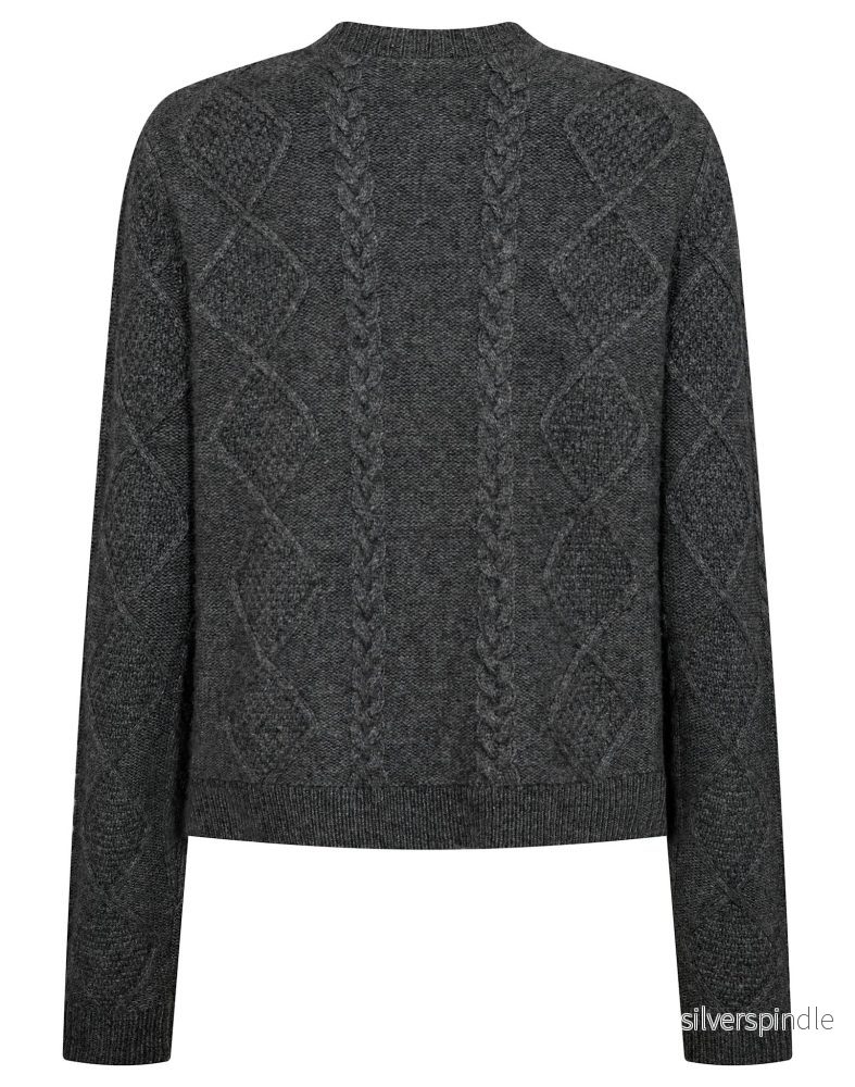 BS Marita Regular Fit Stickat - Dark Grey - Bild 2