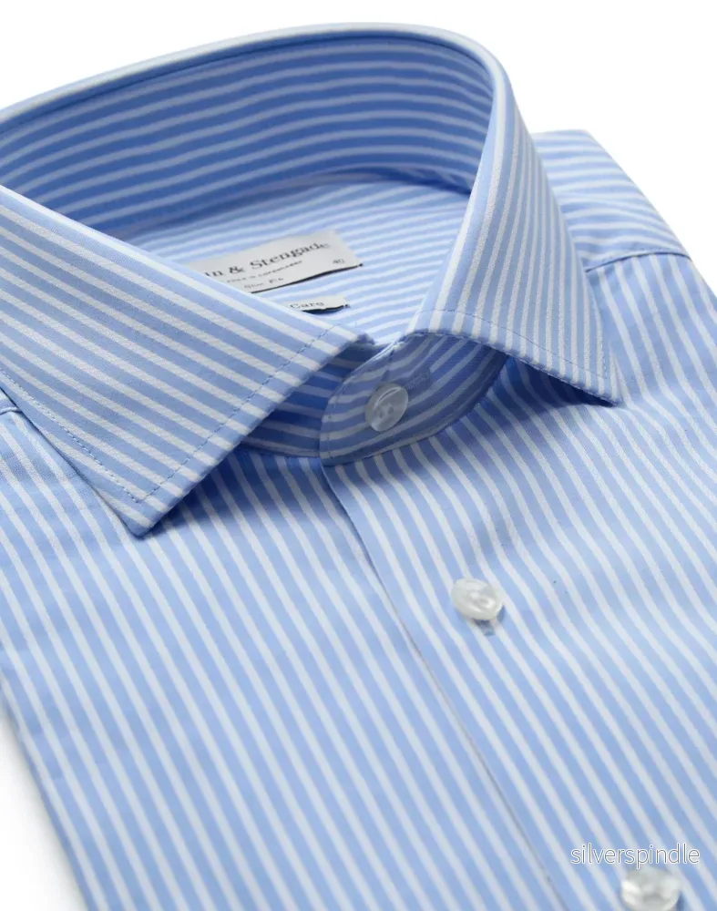 BS Moss Slim Fit Skjorta - Light Blue/White - Bild 2