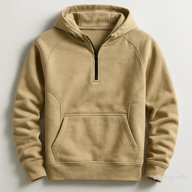 Ethan | Medeltjock Hoodie med Ribbstickade Muddar Ethan | Medeltjock Hoodie med Ribbstickade Muddar