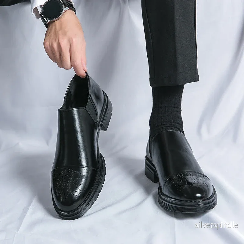 Eleganta Läderskor för Män | Slip-On Design med Elastiska Paneler för Optimal Komfort - Bild 2