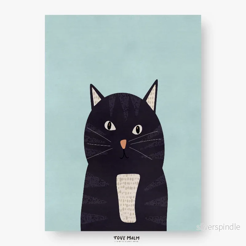 Kattposter barnrum – fräsig katt i turkost - Bild 2