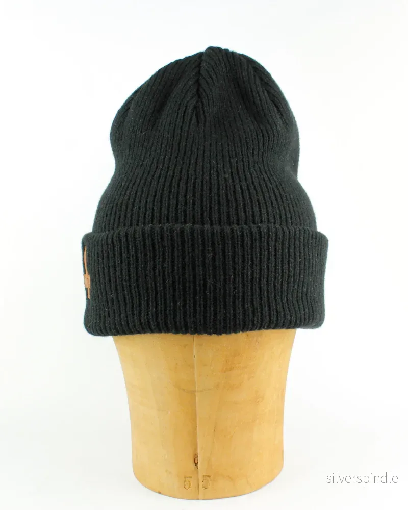 Black Lambswool Beanie Lucifer patch - Bild 2