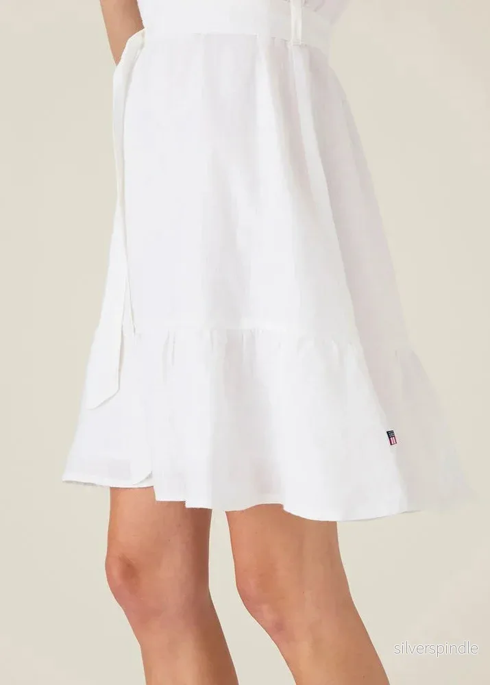 Lexington Belted Linen V-Neck Dress White - Bild 3