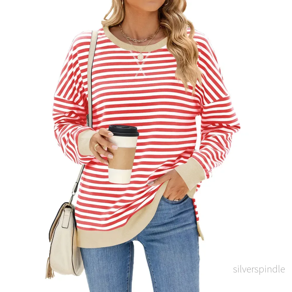 Sophie | Randig Långärmad T-Shirt med Sidosprund - Bild 3