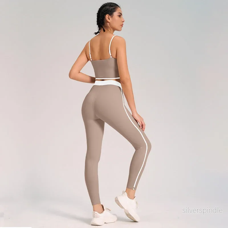 Olivia | Flexibla Högmidjade Yogakläder Dam med Ärmlös Top och Leggings - Bild 3