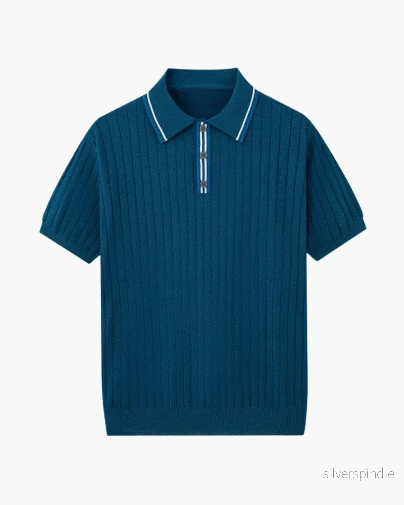 Ethan | Elegant Stickad Piketröja med Fiskbensstruktur Ethan | Elegant Stickad Piketröja med Fiskbensstruktur