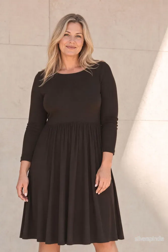 Ideal short jersey dress – Chocolate brown