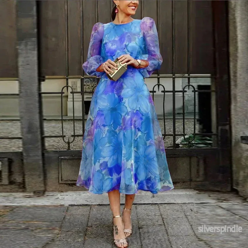 Maya | Blommig Midiklänning Dam för Sommar - Bild 2
