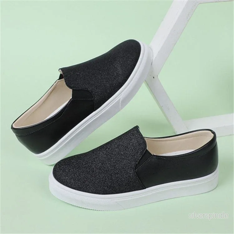 Emma | Eleganta Rund Tå Loafers med Paljetter Emma | Eleganta Rund Tå Loafers med Paljetter