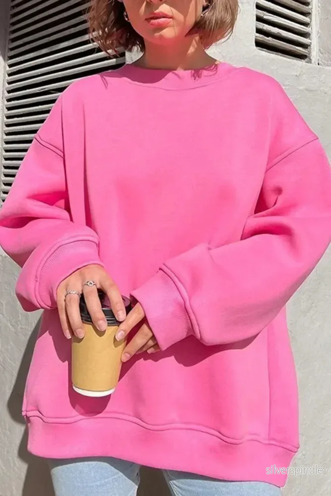 Oversize Sweatshirt för Kvinnor med Mjuk Tyg och Rund Hals | Trendig Passform för Komfort och Stil