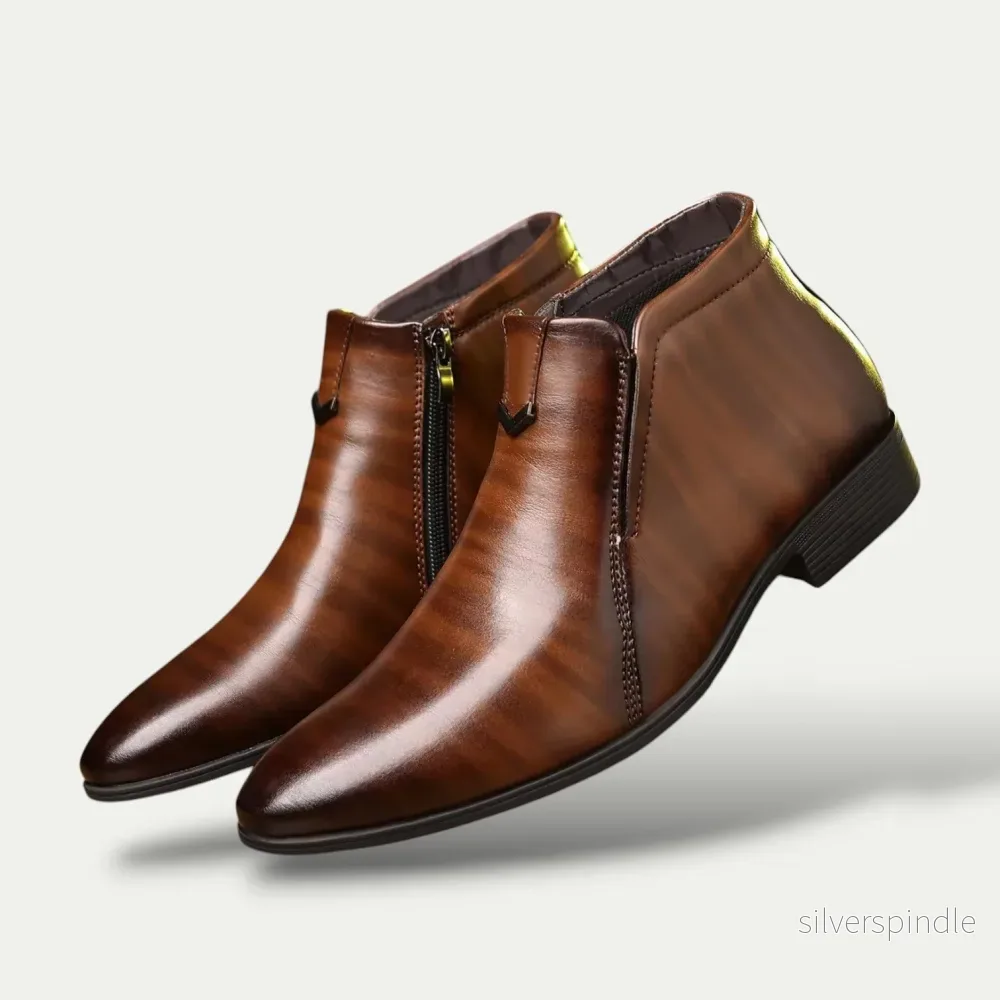 Klassiska Ankelstövlar | Polerade Herrboots med Dragkedja | Elegant Design för Mångsidig Användning