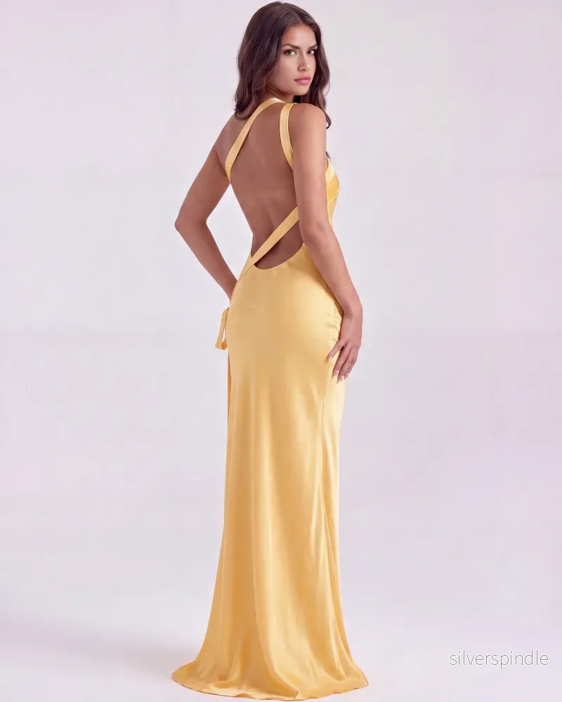 Sophia | Elegant Golvlång Klänning i Smörgul - Bild 2