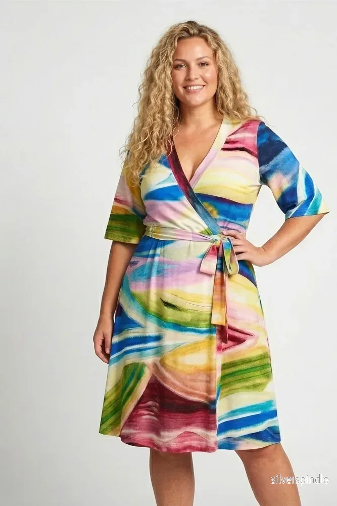 Bestie wrap short jersey dress - Rainbow - Bild 3