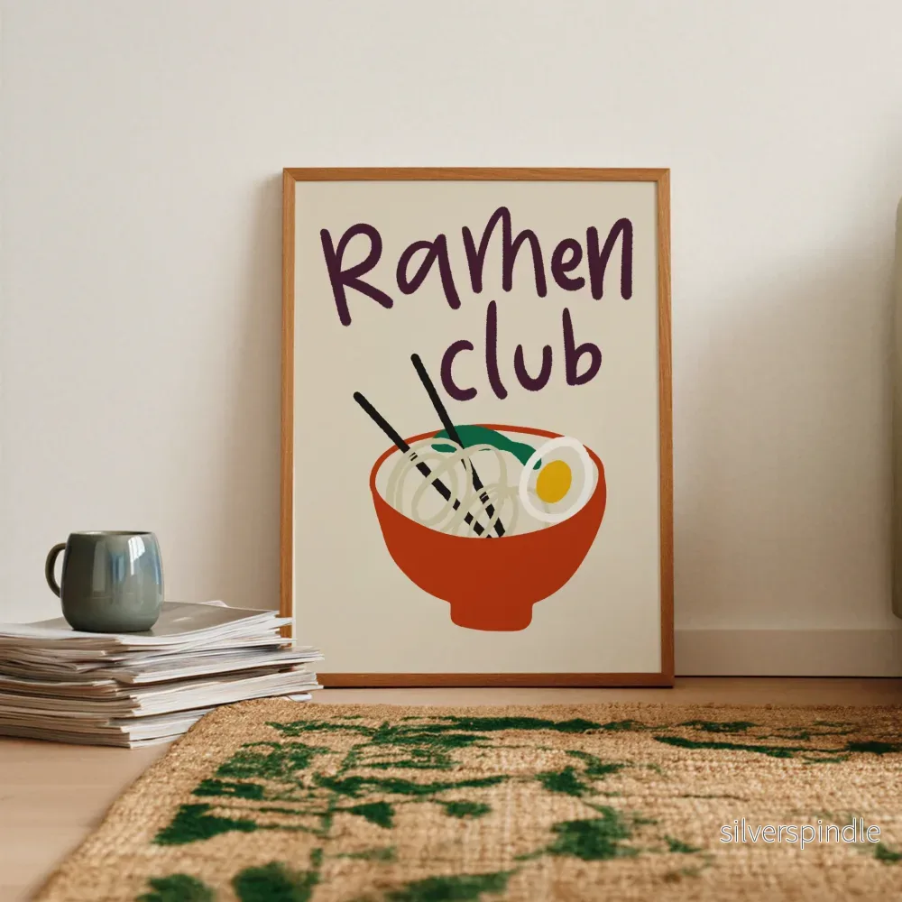 Nudelposter Ramen Club i Beige