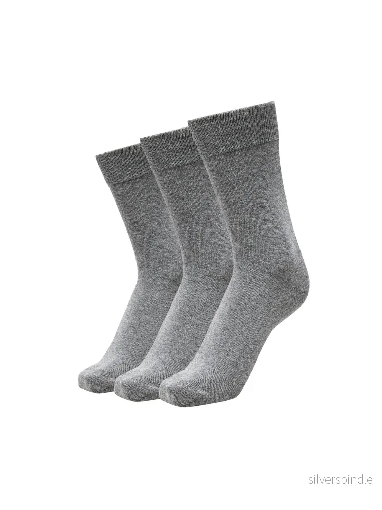 SLH 3-PACK SOCKS GREY