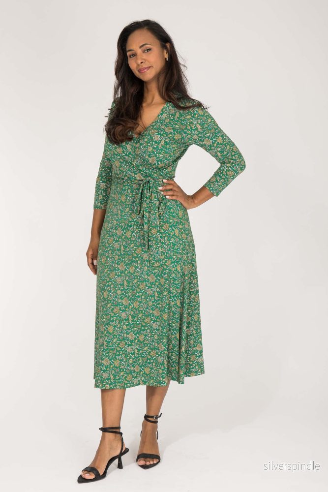 Bestie midi wrap jersey dress - Green - Bild 2