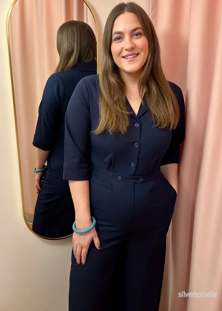 Maxine jumpsuit med 3/4-ärmar - marinblå - Bild 3