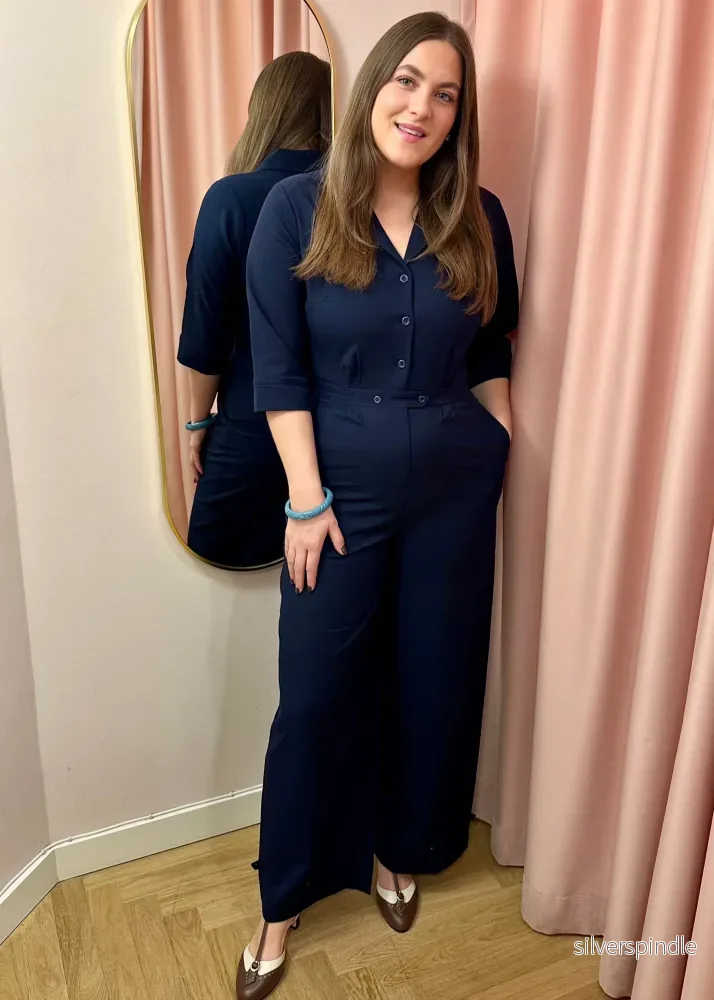 Maxine jumpsuit med 3/4-ärmar - marinblå - Bild 2