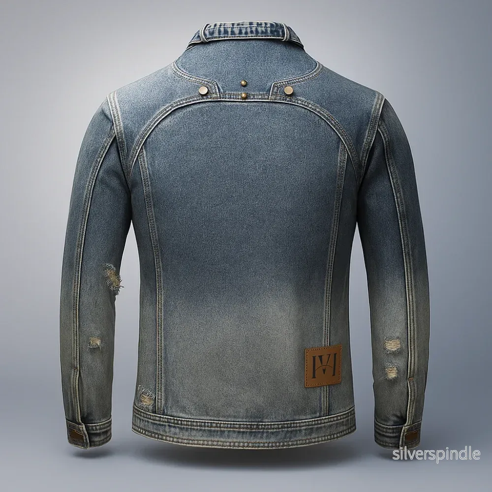 Ethan | Robust Moto-Inspirerad Denimjacka med Ståkrage - Bild 3