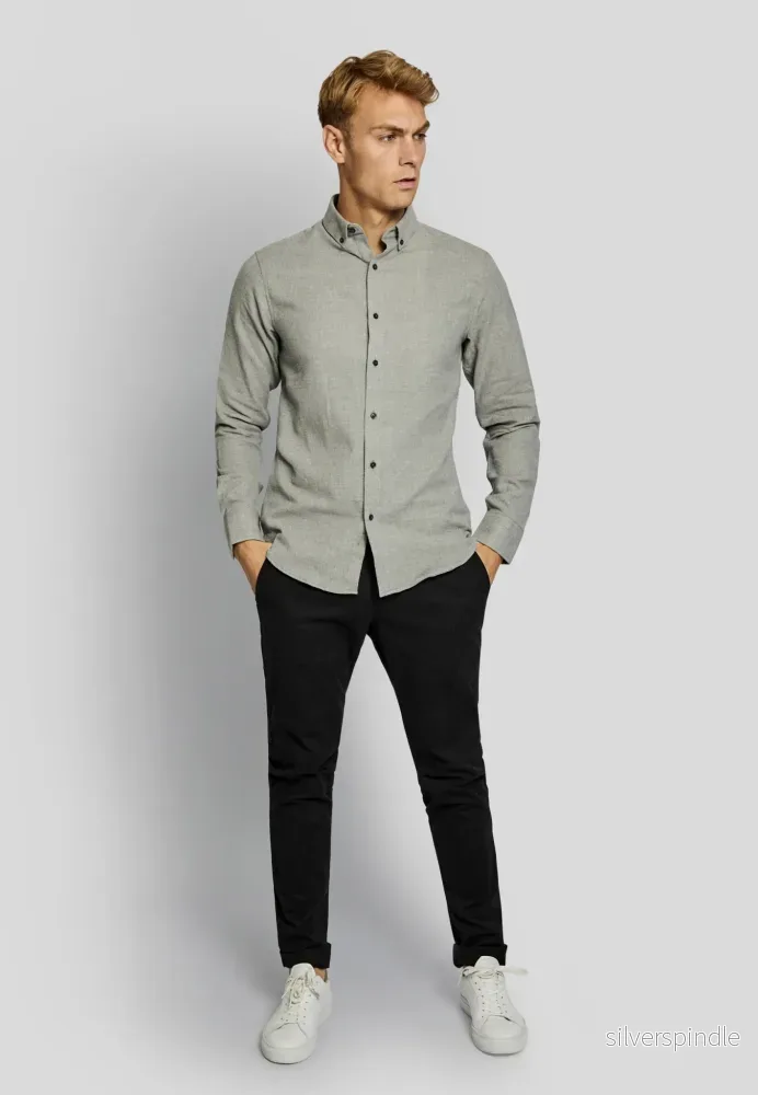 BS Tromsoe casual slim fit Skjorta - Ljusgrå - Bild 3