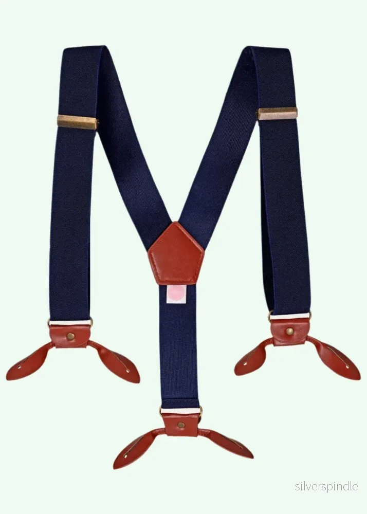 The Sassy Suspenders seler vegan - navy/ cognac