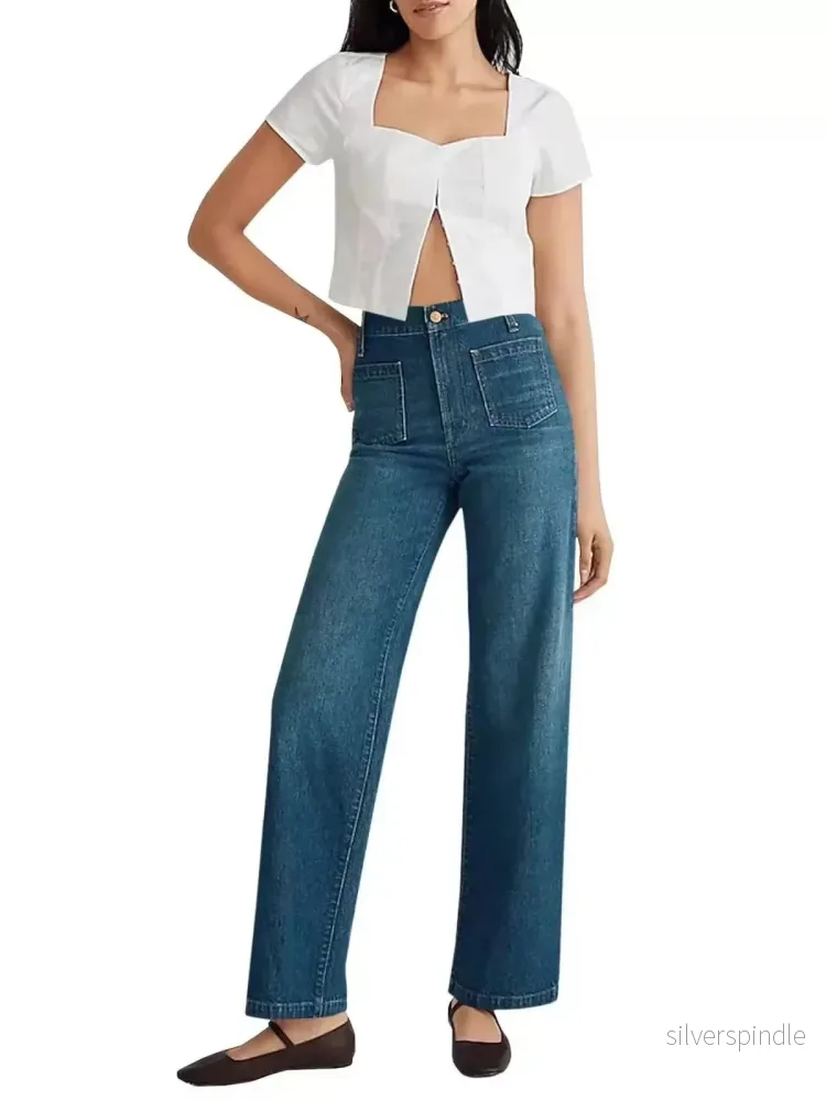 Sophie | Slitna Högmidjade Vida Jeans för En Modern Look Sophie | Slitna Högmidjade Vida Jeans för En Modern Look