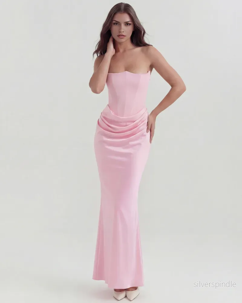 Mia | Elegant Stretch Crepe Klänning Dam För Bröllop och Fest