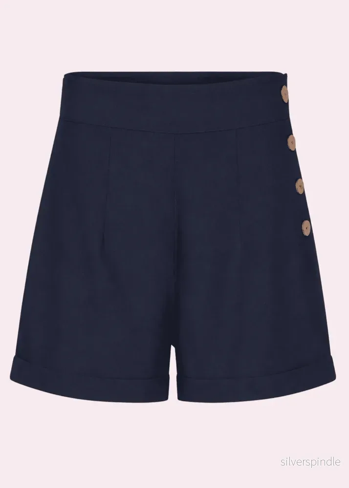 Shorts med hög midja – Marinblå Shorts med hög midja – Marinblå