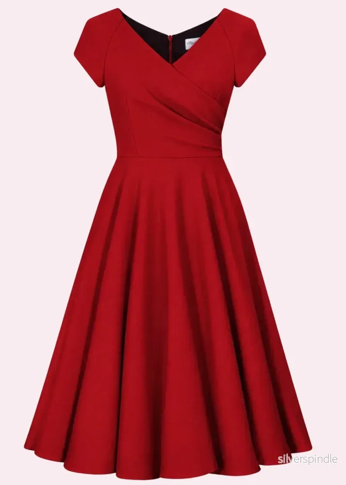 1950-tals Hourglass swing klänning – rött