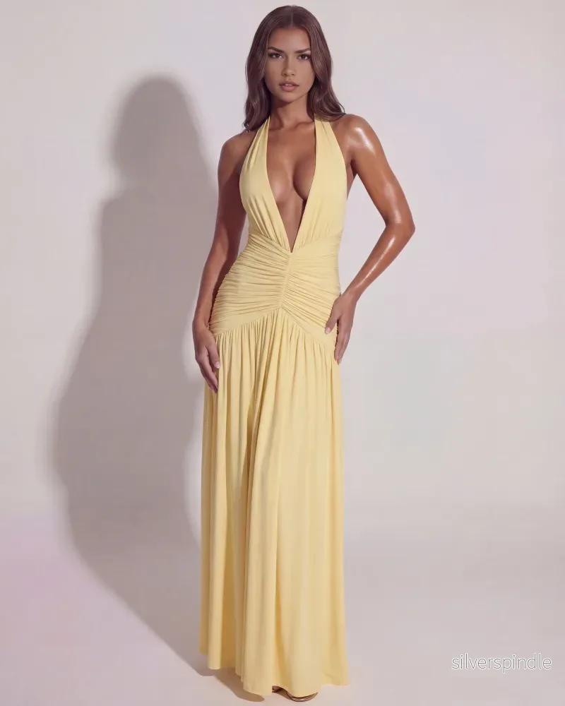 Mia | Elegant Maxi Klänning med Halterneck