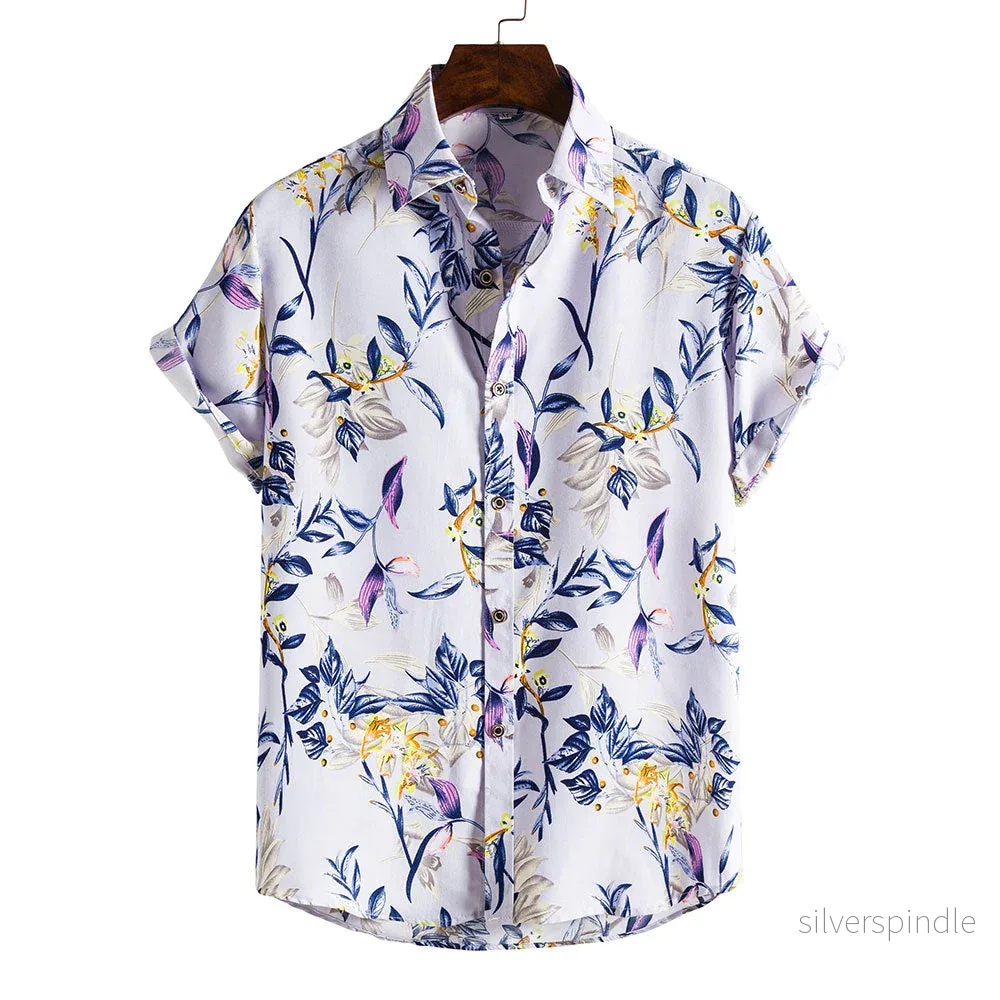Ethan | Blommig Slim Fit Kortärmad Skjorta Herr för Sommar Ethan | Blommig Slim Fit Kortärmad Skjorta Herr för Sommar