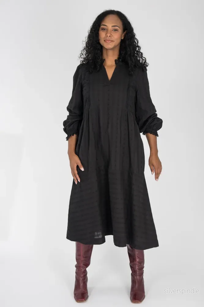 Cotton lace midi dress - Black - Bild 2