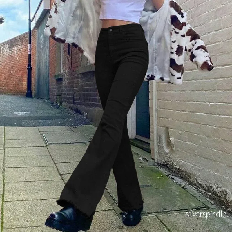 Olivia | Stretchiga Bootcut Jeans i Brun Färg med Hög Midja Olivia | Stretchiga Bootcut Jeans i Brun Färg med Hög Midja
