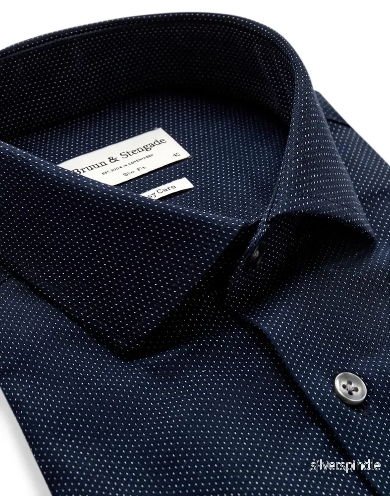 BS Hay Slim Fit Skjorta - Navy - Bild 2