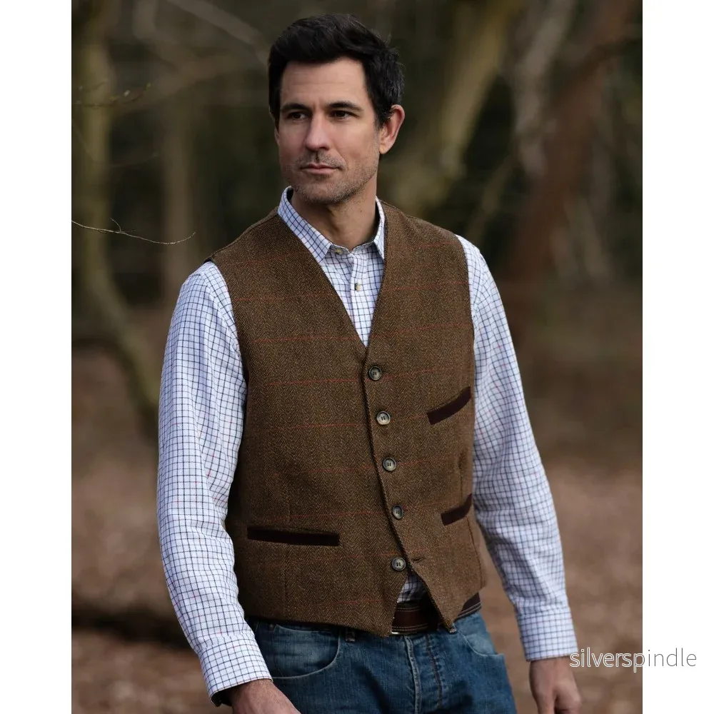 Walker & Hawkes Cambridge - tweedväst Brown Tweed
