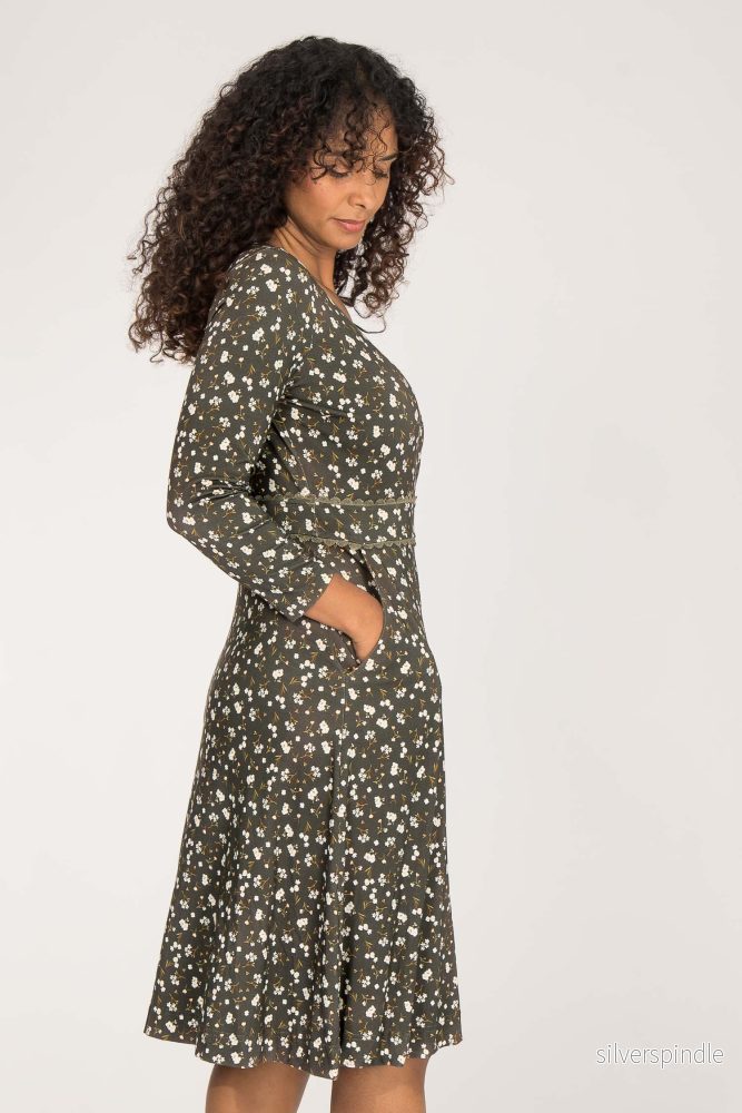 Picot pocket short jersey dress - Brown - Bild 3