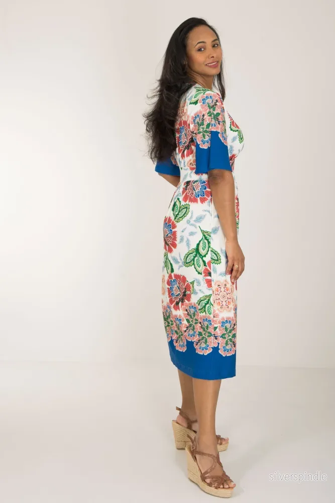 Nina bell sleeve short jersey dress - Blue - Bild 3