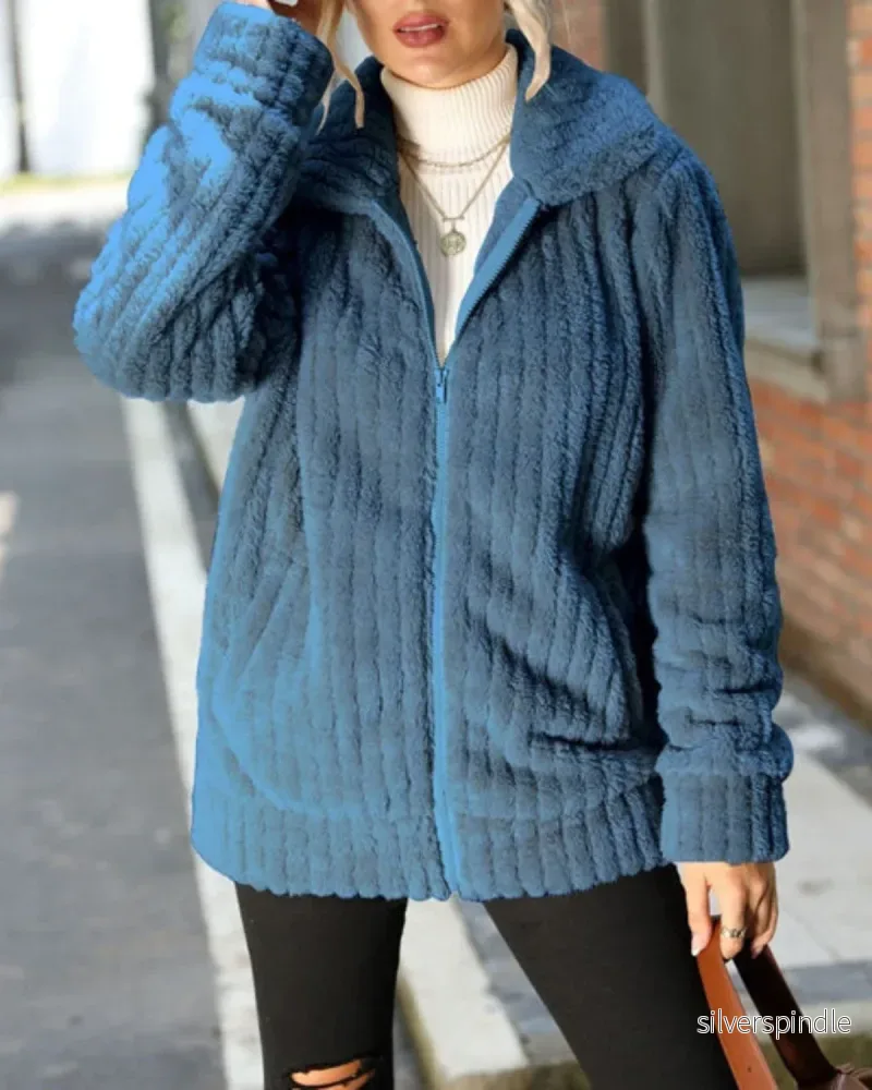 Sophia | Mjuk Lång Vinterjacka Dam i Plysch - Bild 2