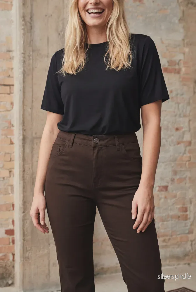 Isay Flare Coated Pant - Dark brown - Bild 2