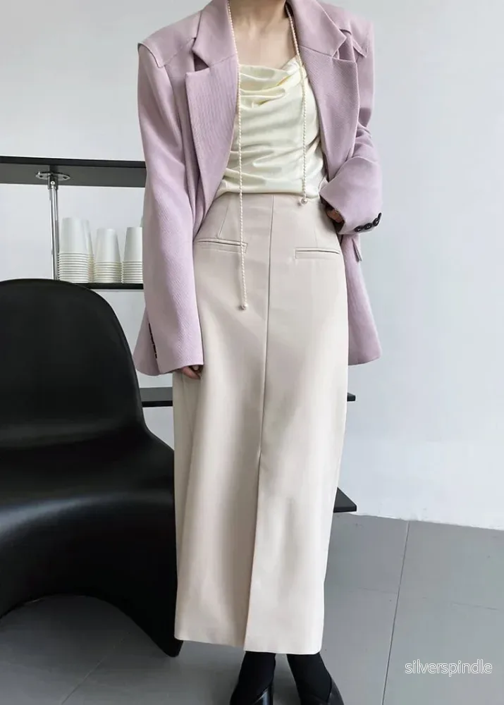 Sophie | Elegant Lång Kostymkjol med Slits för Vårens Stilar - Bild 2