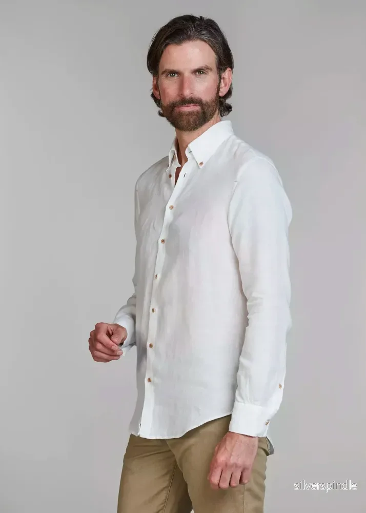 Hansen & Jacob Classic Linen Shirt White - Bild 3